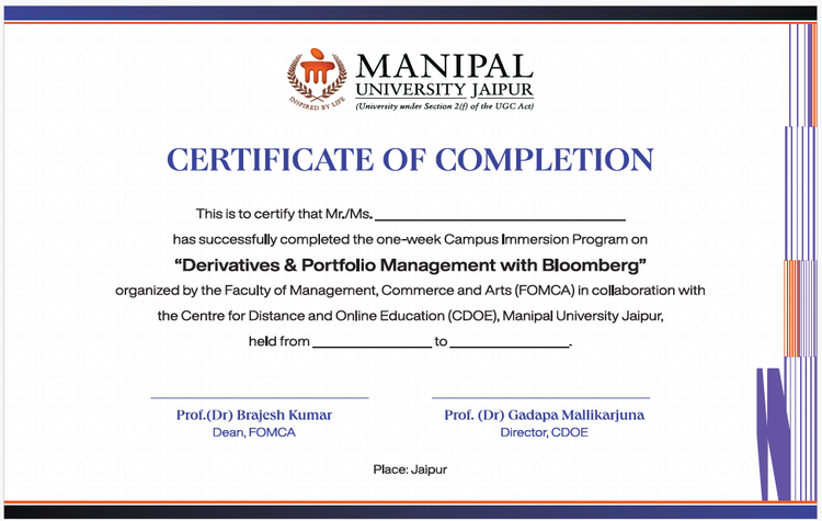Derivatives and Portfolio Management Certificate