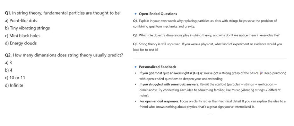 Knowledge checks from ChatGPT