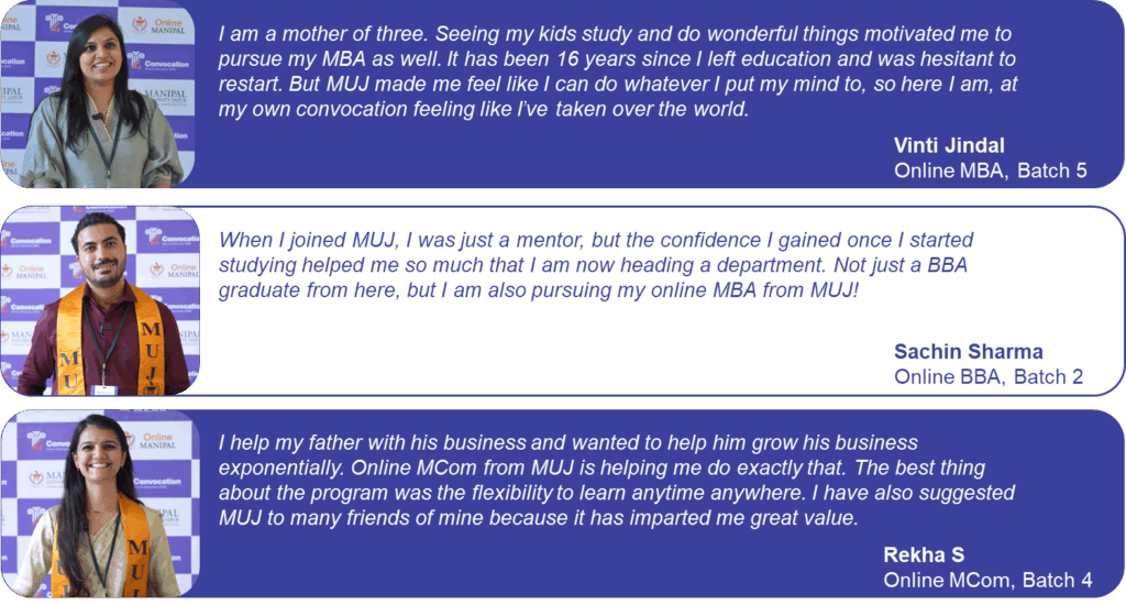 MUJ 4th convocation testimonial text box