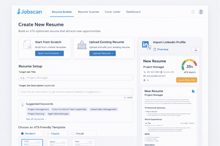 Best ATS resume builder website – Jobscan