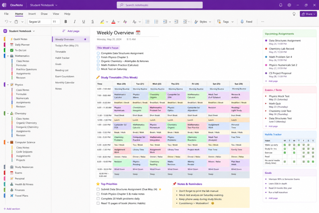 Microsoft OneNote is an intuitive note-taking apps for students