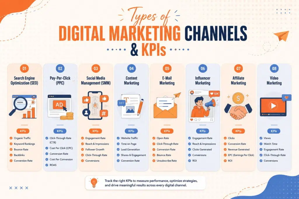 Types of Digital Marketing Channels & KPIs