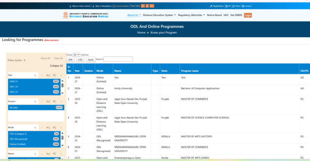 ODL and Online Programmes